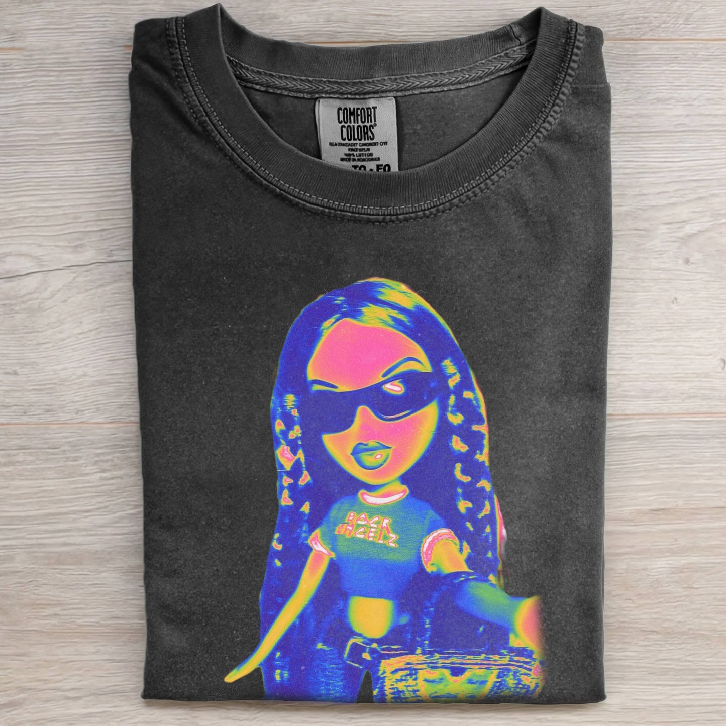 FLUORESCENT COLORFUL BRATZ PRINT T-SHIRT