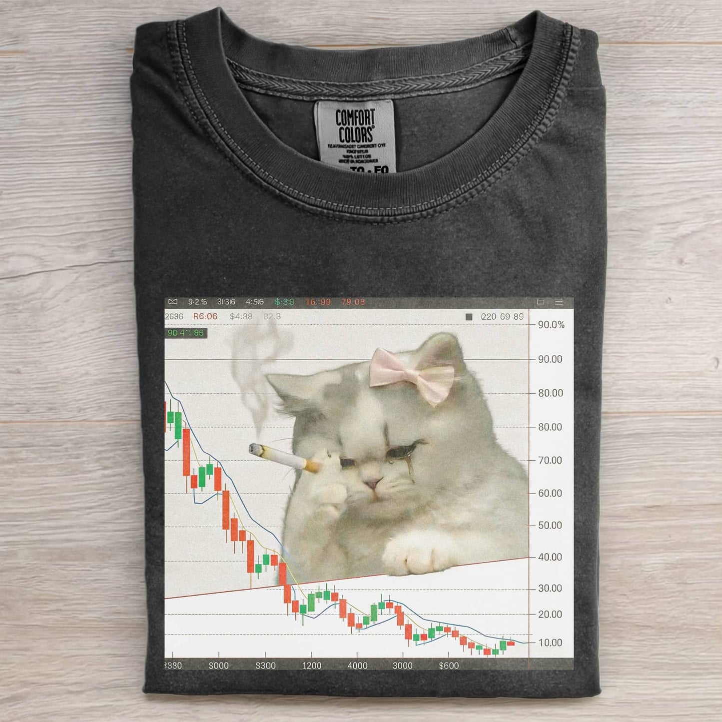 STOCK MARKET SAD CAT MEME T-SHIRT