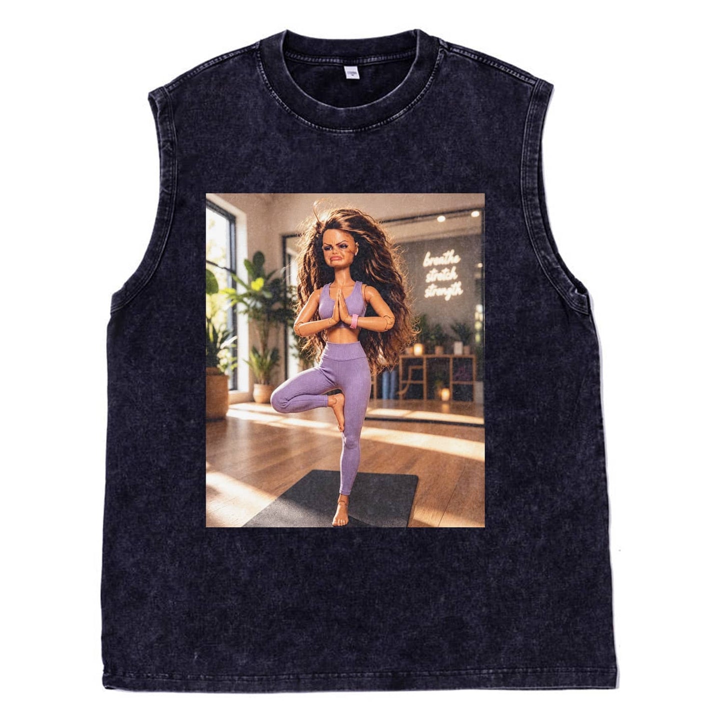 YOGA DOLL GIRL FUNNY FACE MEME TEE