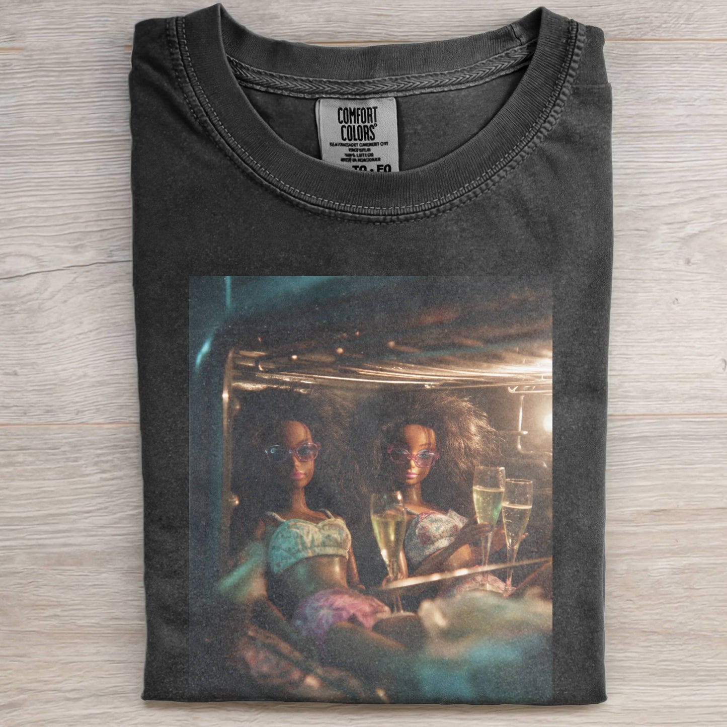 SUNGLASSES, BLACK DOLL FACE, PARTY, DRINKING, OVEN, TEE