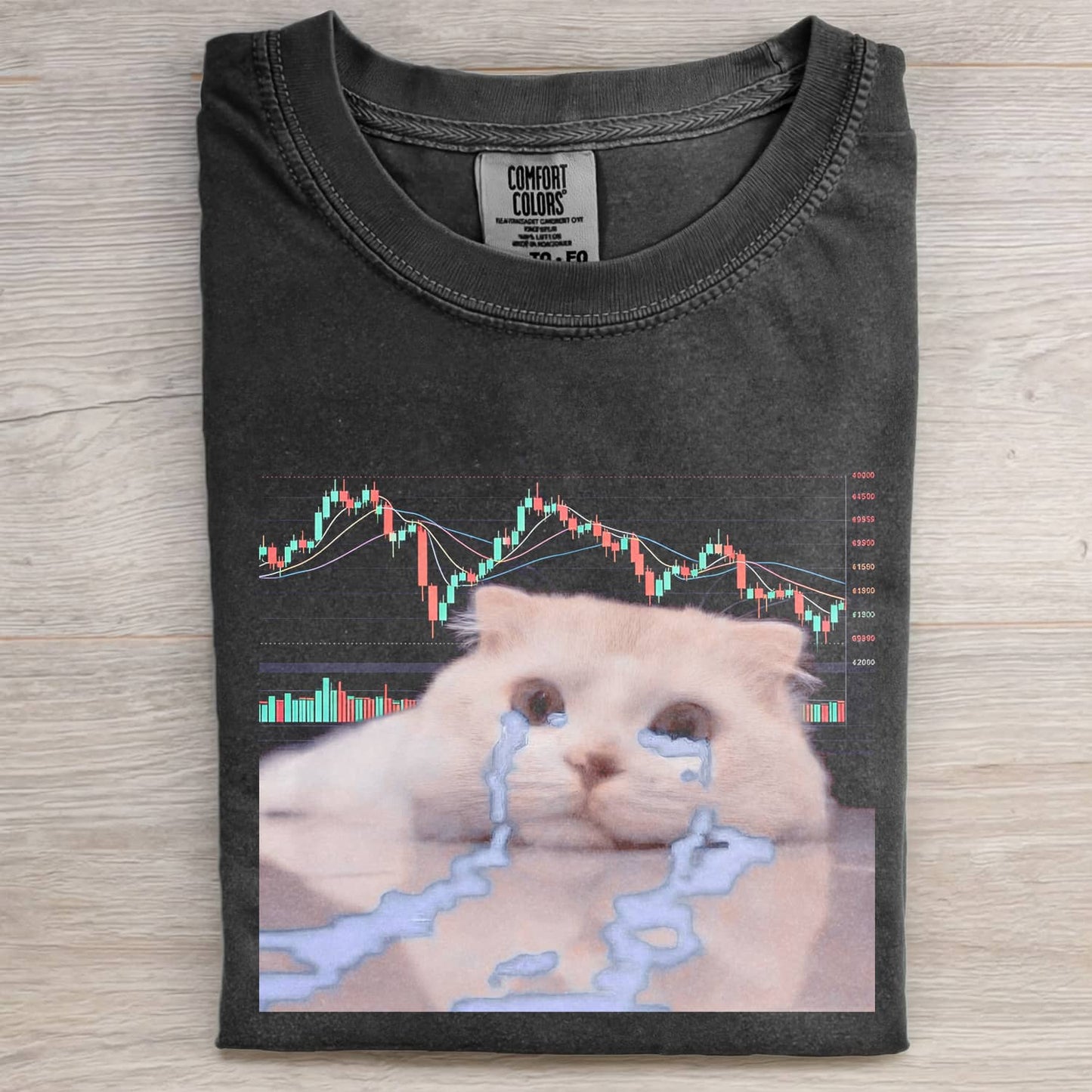 STOCK MARKET SAD CAT MEME T-SHIRT