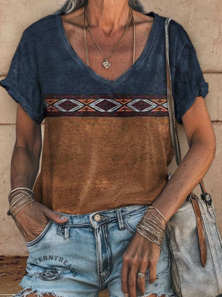 Vintage Aztec Printed Casual Top