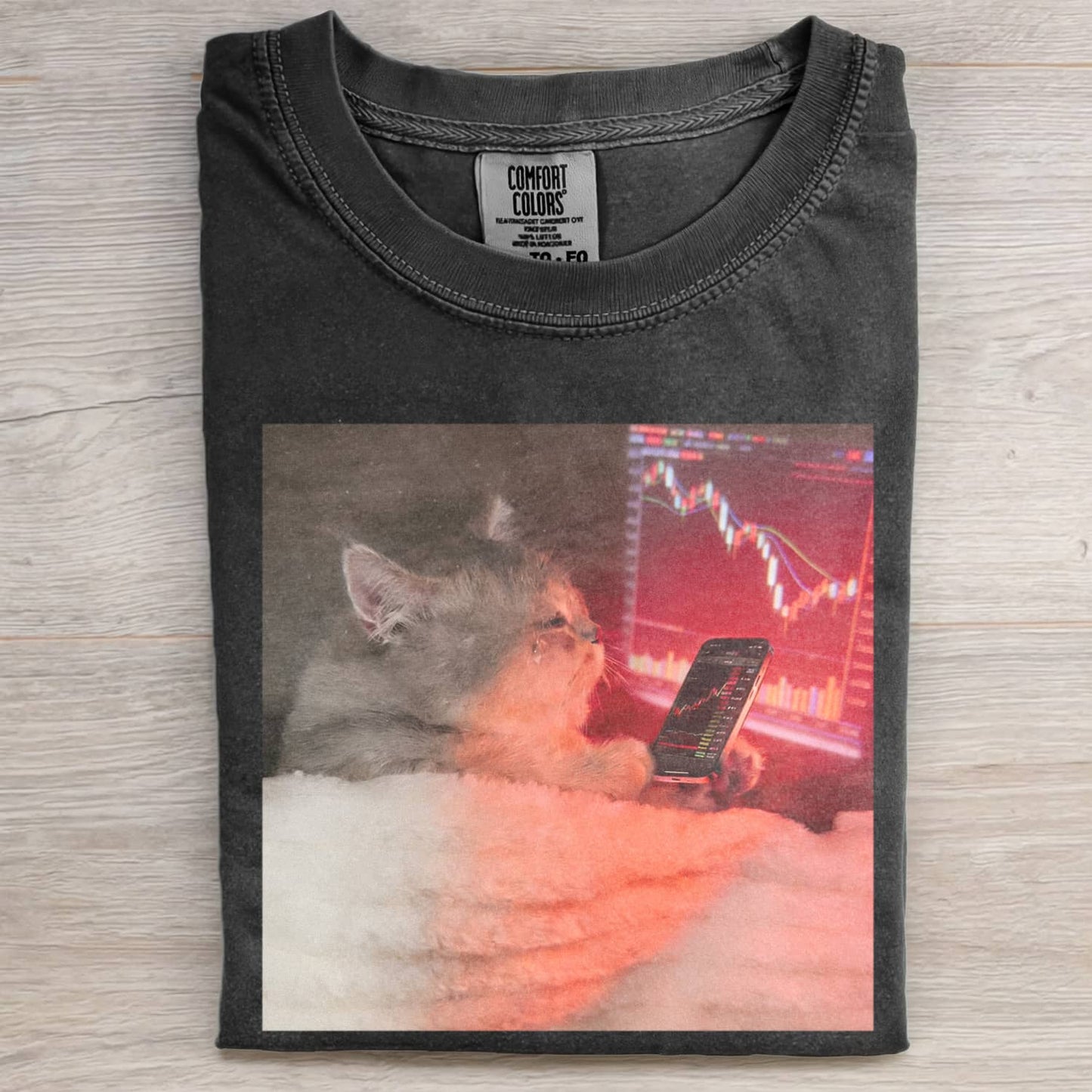 STOCK MARKET SAD CAT MEME T-SHIRT