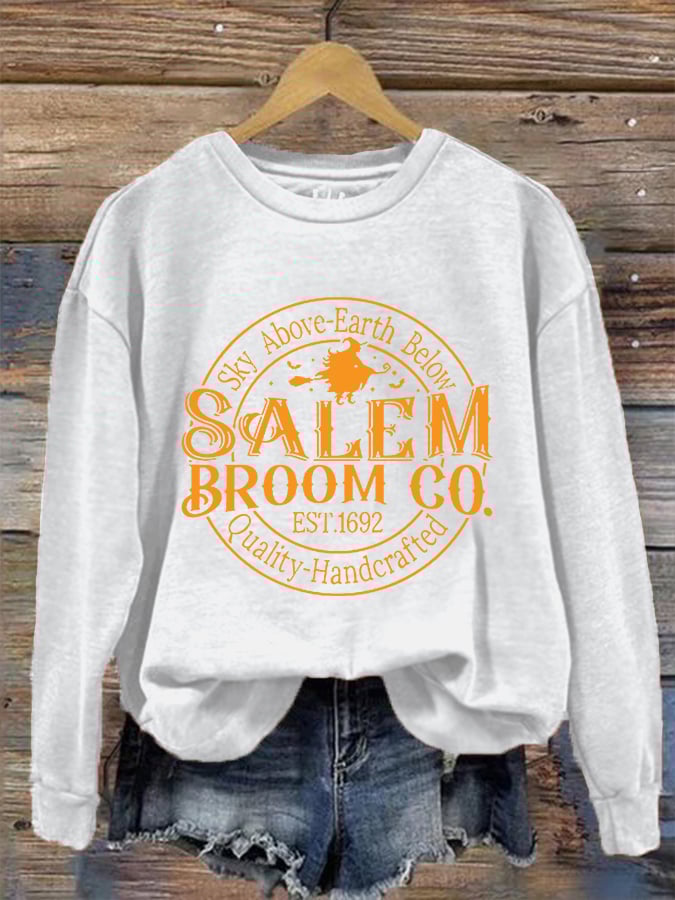 Women's Funny Halloween Salem Broom Co. Casual Sweatshirt