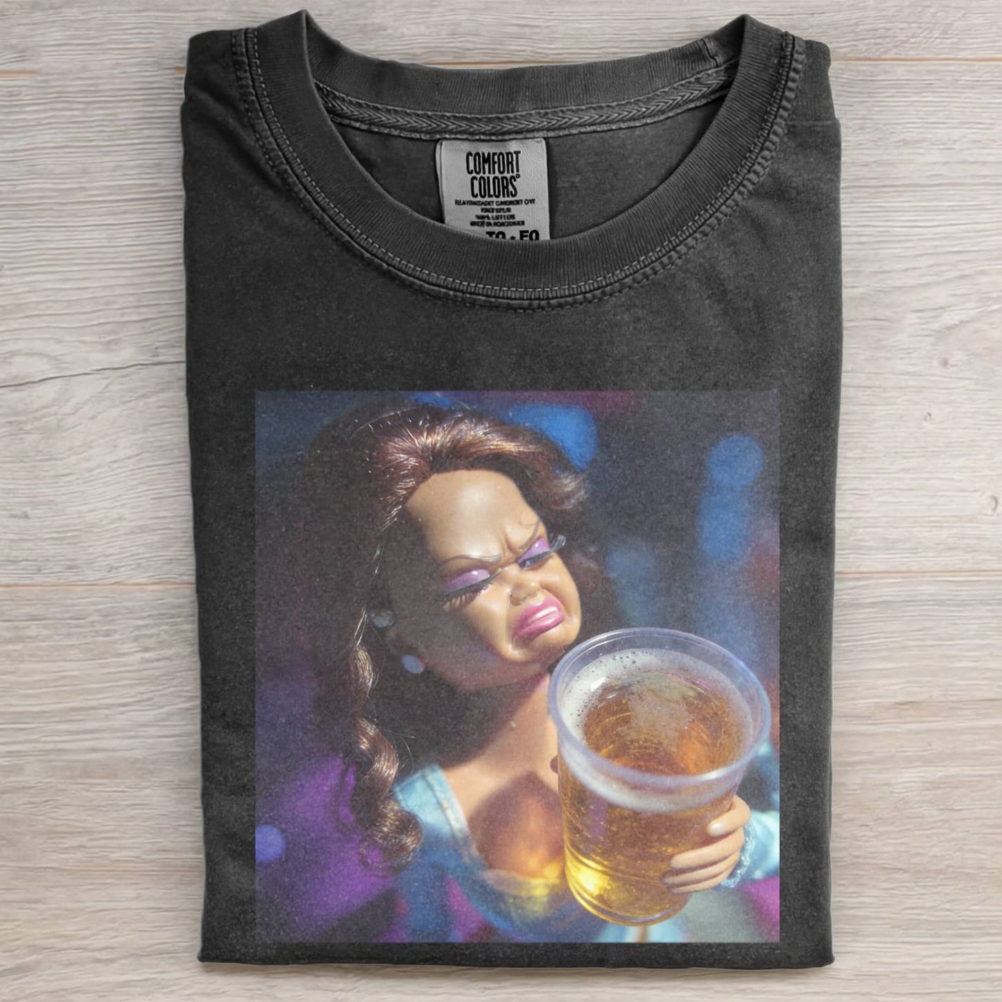 BLACK DOLL FACE PARTY MOOD POV TEE