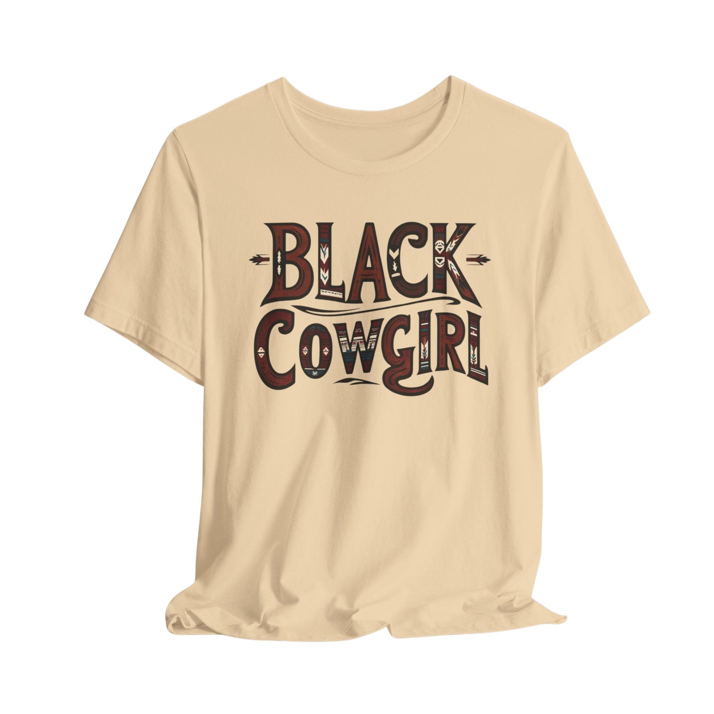 Black Cowgirl Crew Neck Short Sleeve Cotton T-shirt