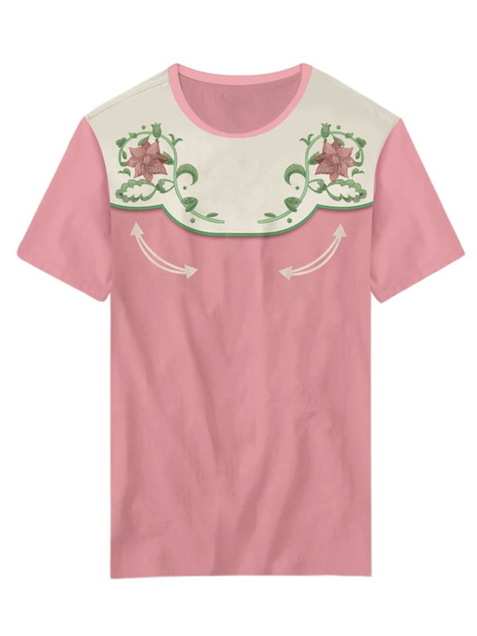 Women's Retro Western Flowers Print T-shirt