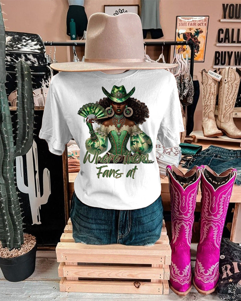 Princess Brown Cowgirl Crew Neck Short Sleeve Cotton T-shirt