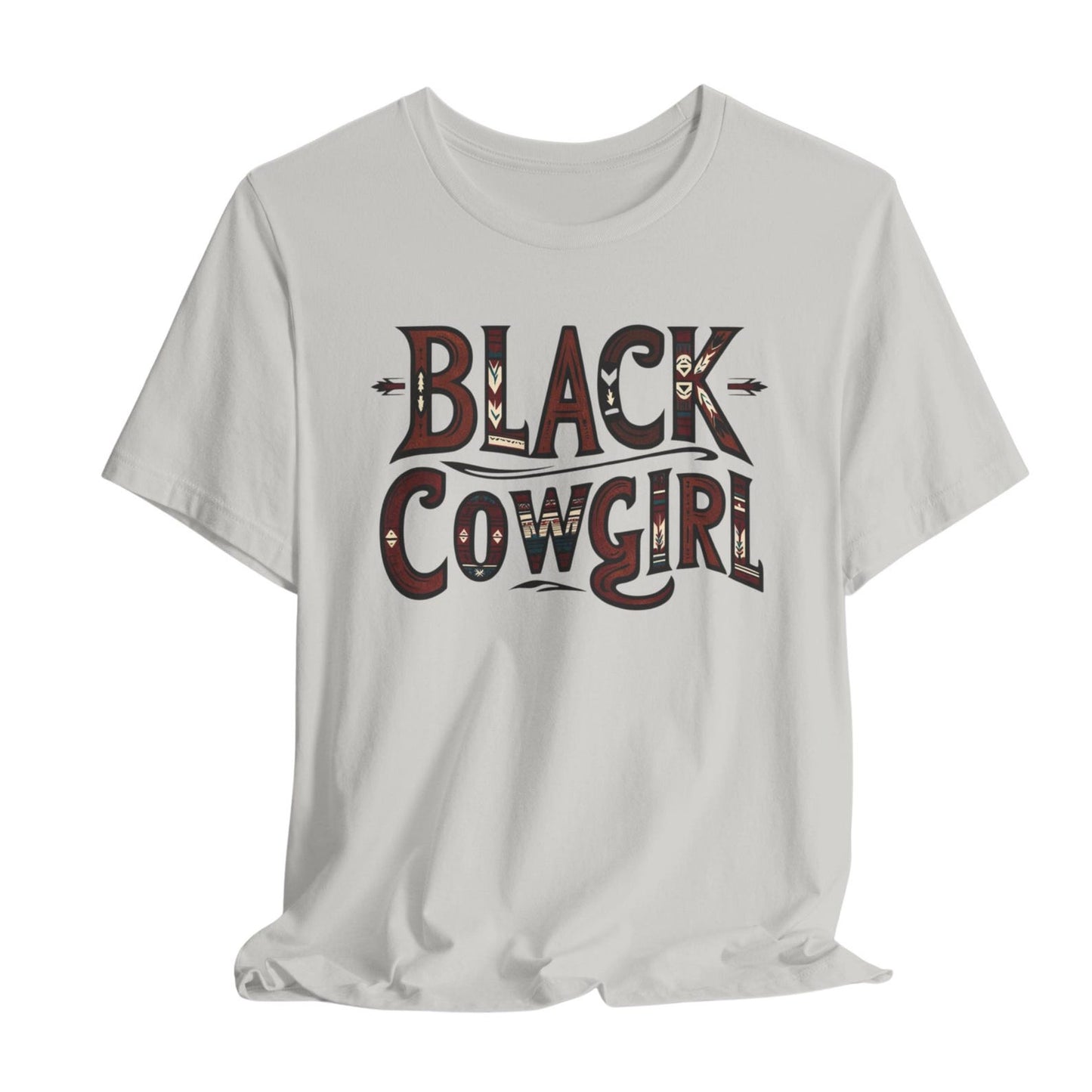 Black Cowgirl Crew Neck Short Sleeve Cotton T-shirt