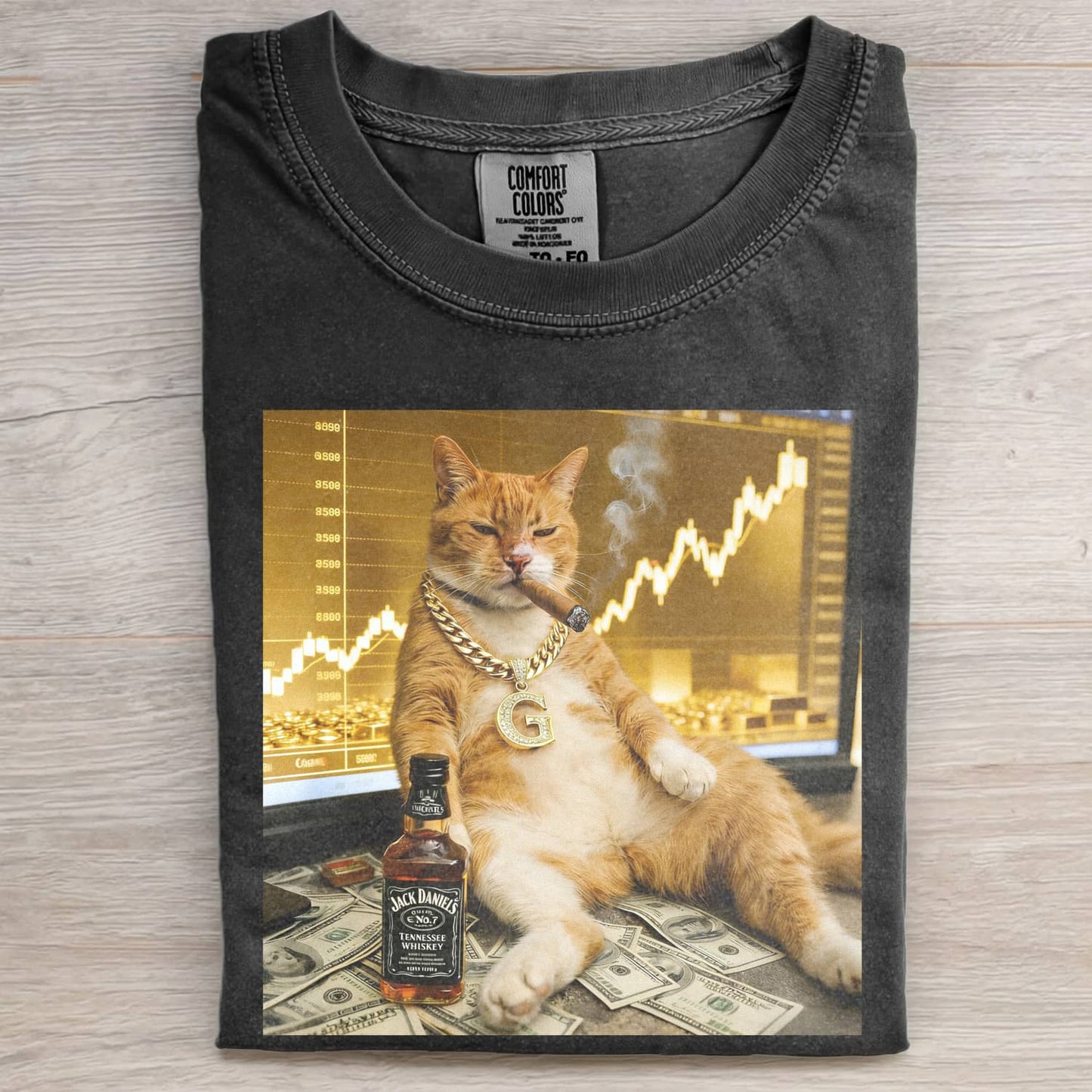 STOCK MARKET CAT MEME T-SHIRT