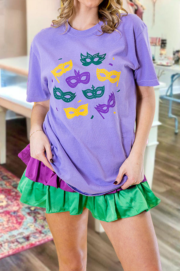 Casual Mardi Gras Printed T-Shirt