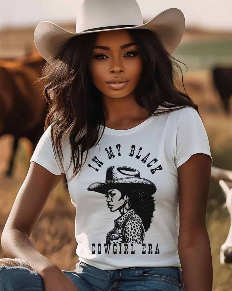 I Am Black Cowgirl Era Crew Neck Short Sleeve Cotton T-shirt