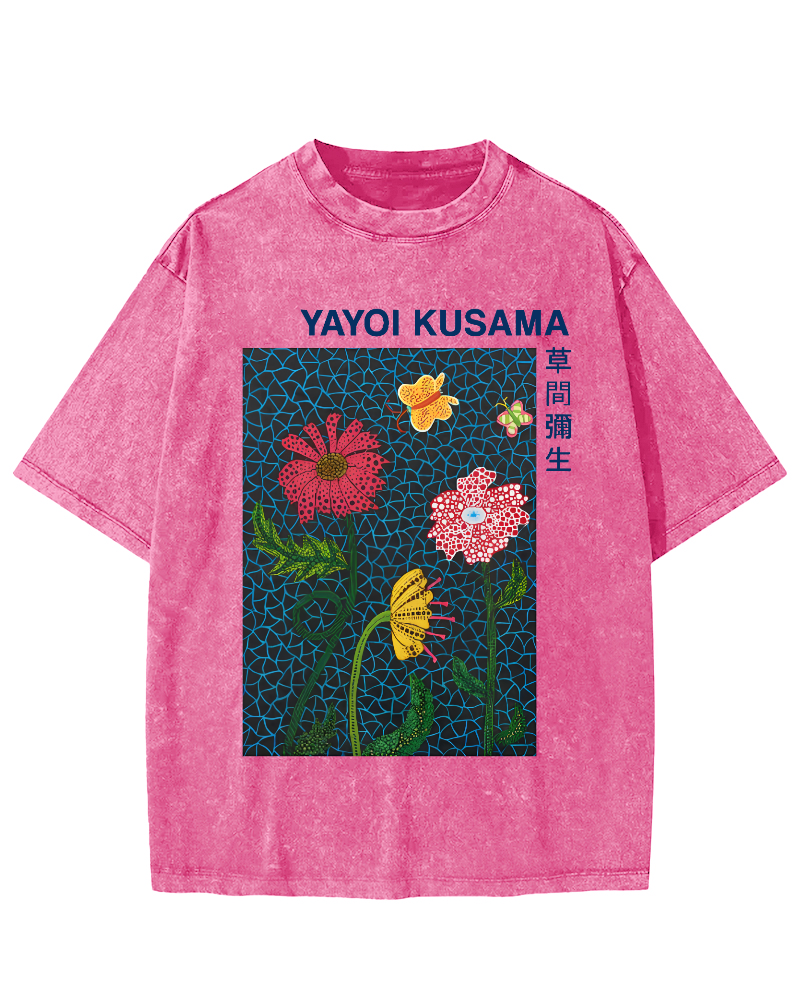 Yayoi Kusama Flower Art Vintage Washed T-shirt