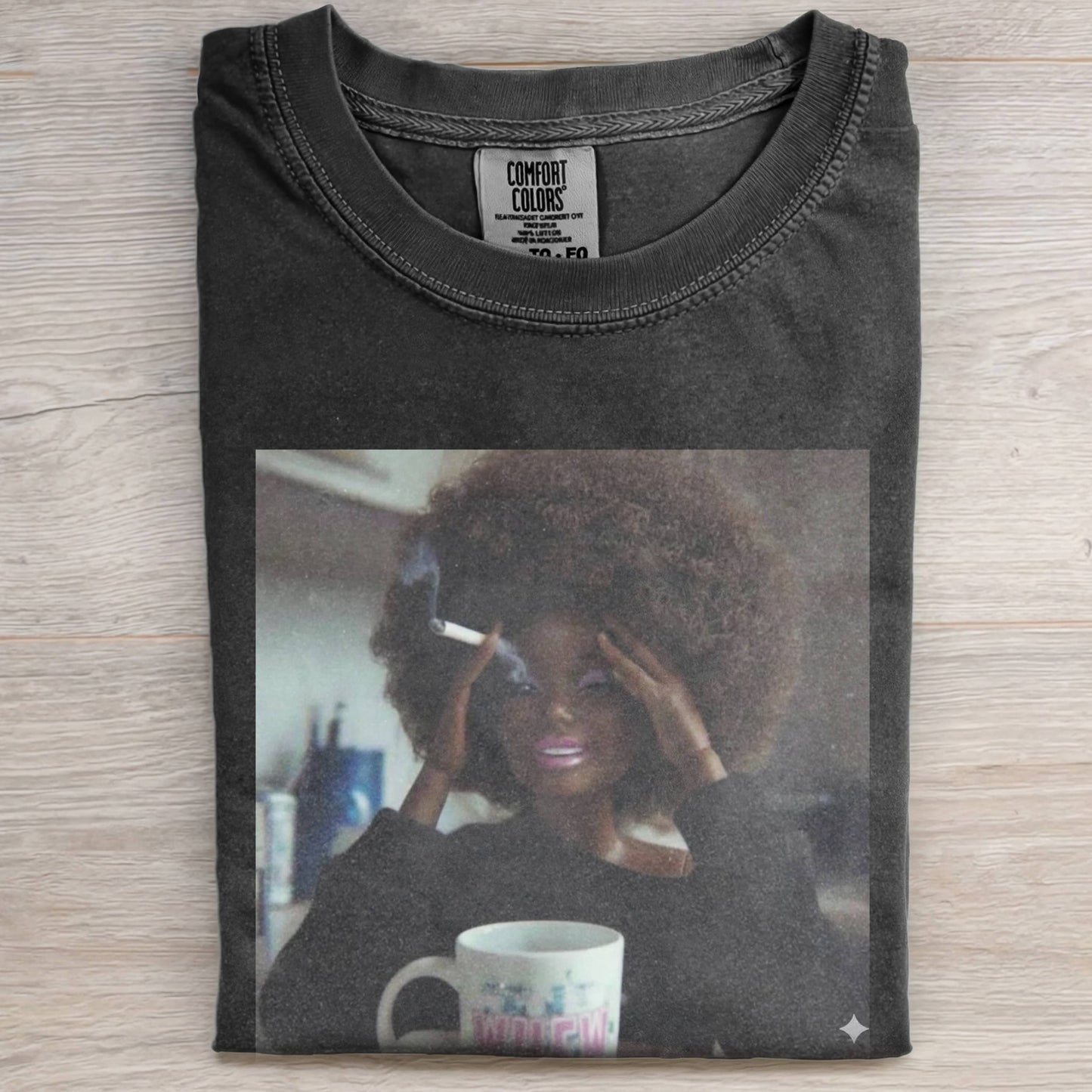 AFRO-HAIRED, DARK-SKINNED BLACK DOLL FACE TEE