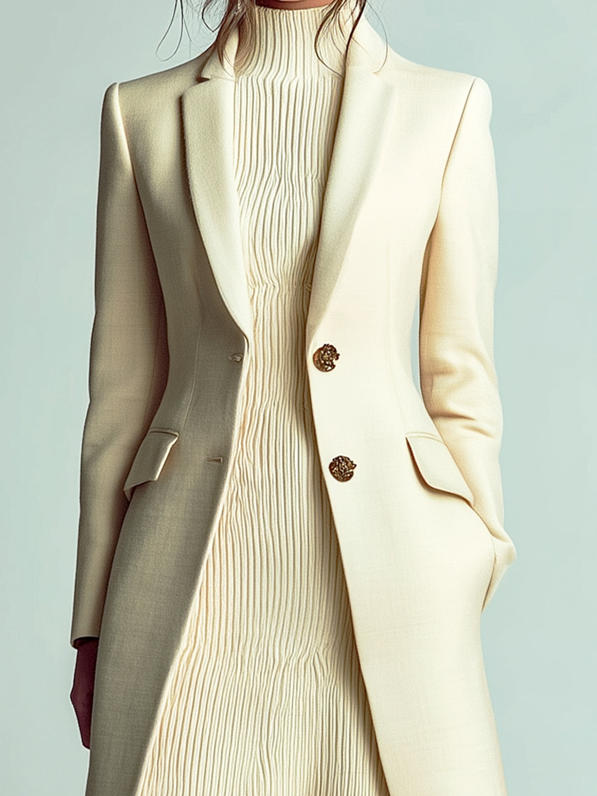 Taidalw Vintage Elegant Wool Blend Notch Lapel Single-Breasted Tailored Mid-Length Coat