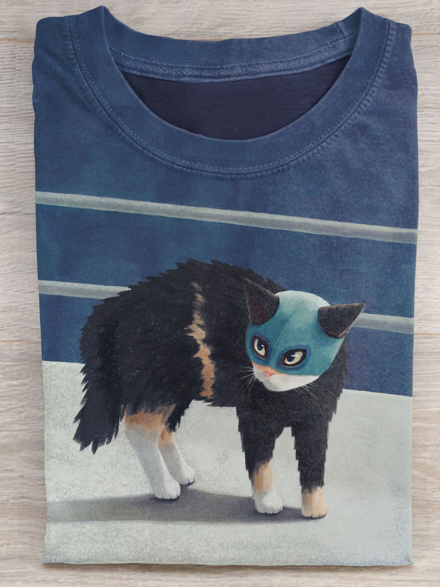 Luchador Cat The Challenger Art Print Casaul Short Sleeve T-shirt