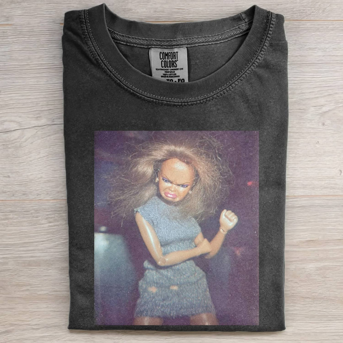 BLACK DOLL FACE PARTY MOOD POV TEE