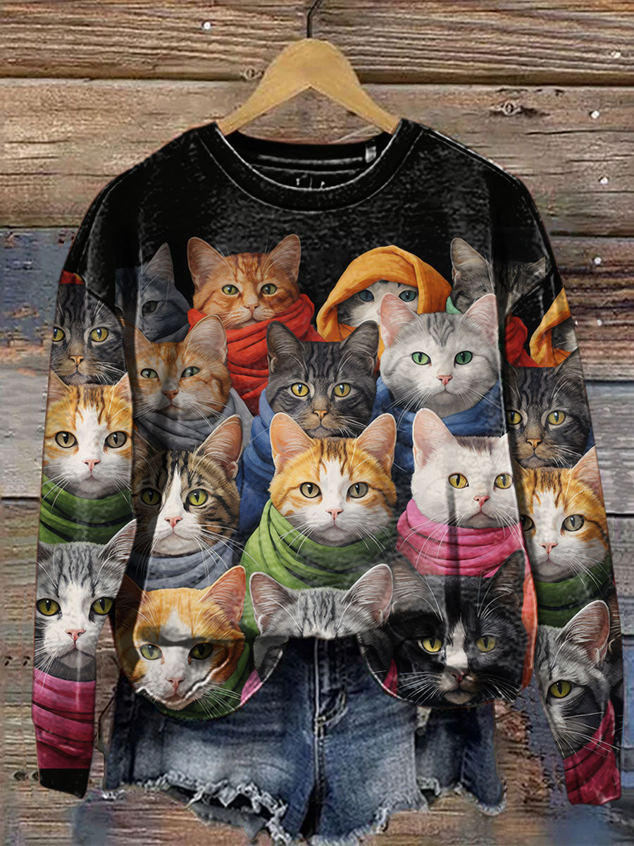 Funny Cats Art Print Casual Sweatshirt