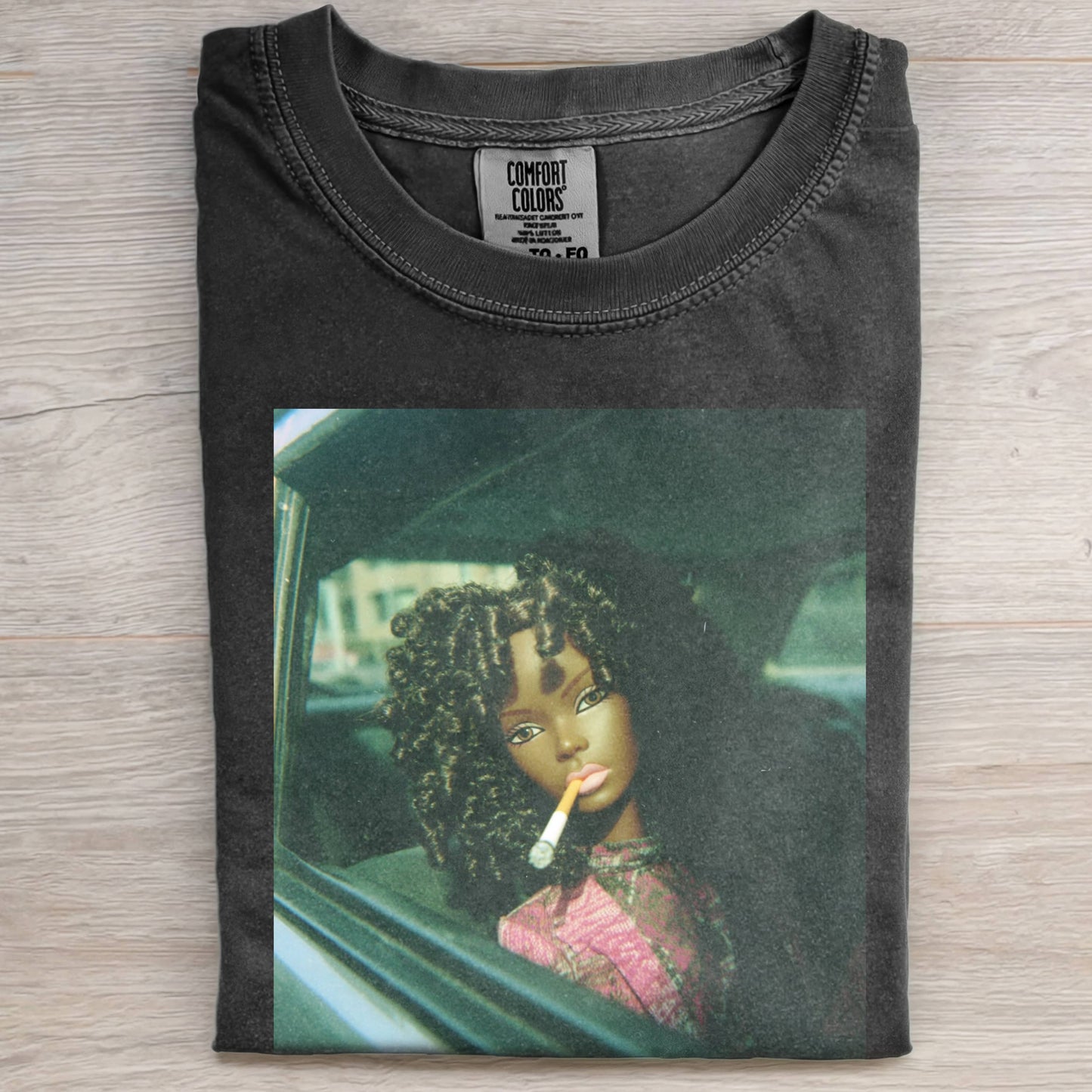 RETRO BLACK LEATHER SMOKING BARBIECORE TEE