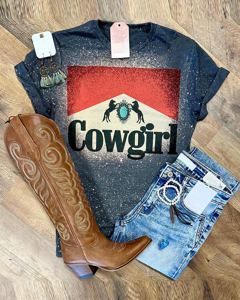 Cowgir Crew Neck Cotton T-shirt