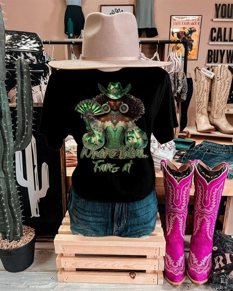 Princess Brown Cowgirl Crew Neck Short Sleeve Cotton T-shirt