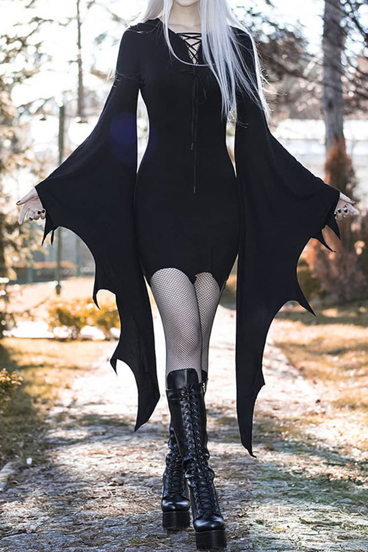 Vintage Irregular Long Sleeve Mini Dress