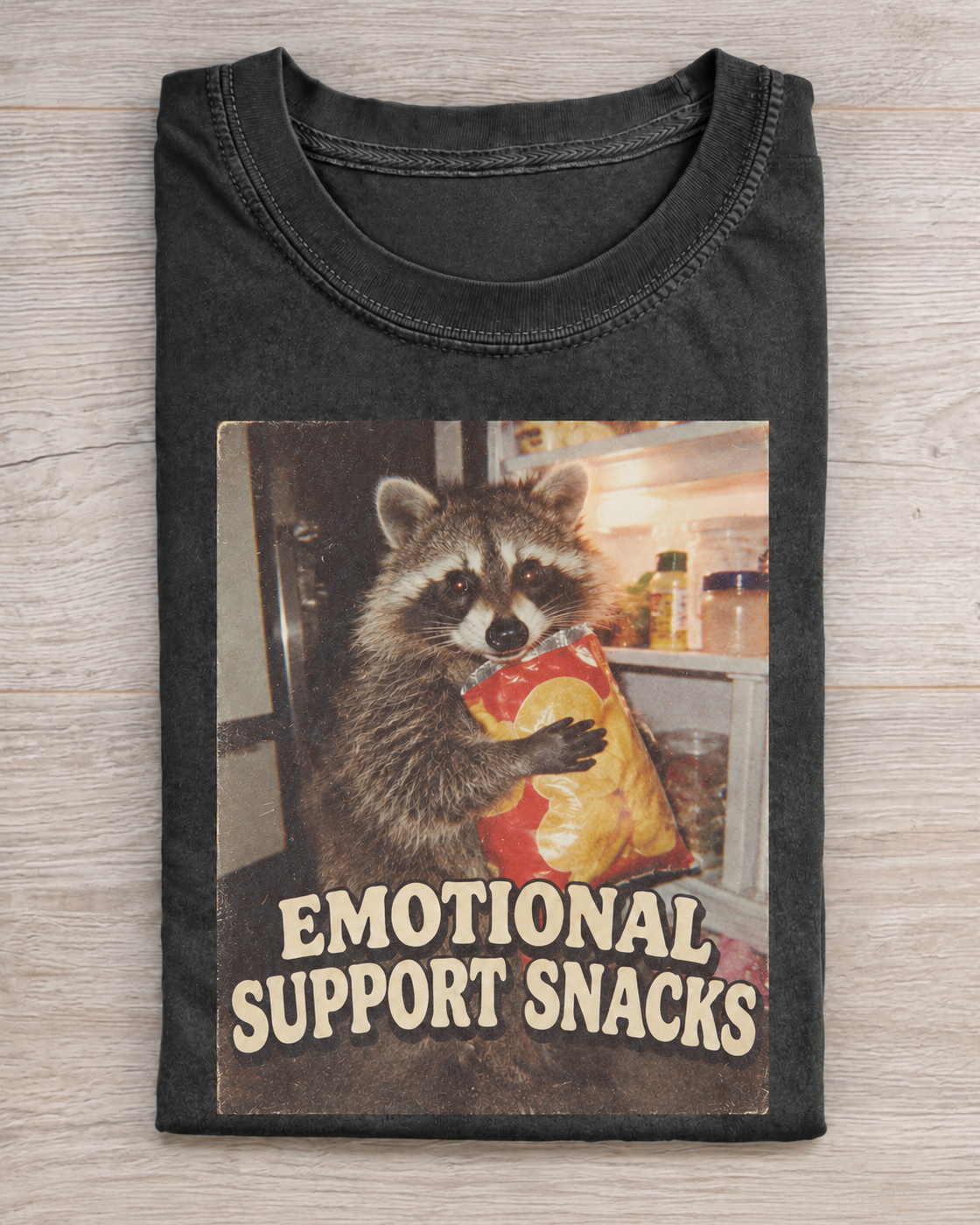 Charcoal Raccoon Snacks Graphic Tee
