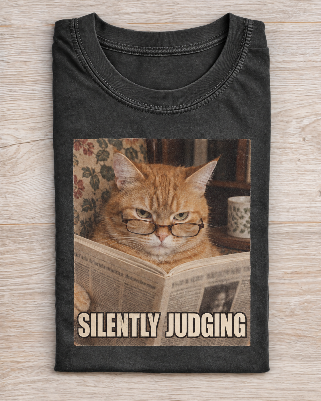 Charcoal Cat Silently Judging Graphic Tee