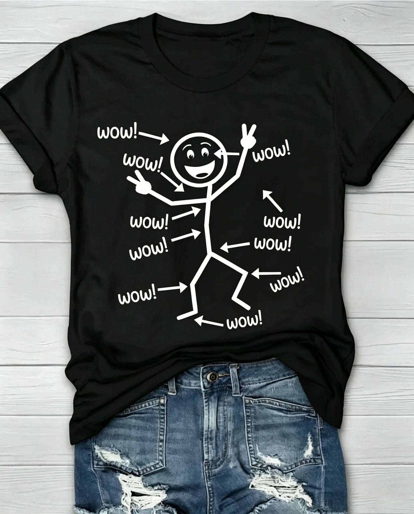 Fun Pattern Crew Neck Short Sleeve T-Shirt