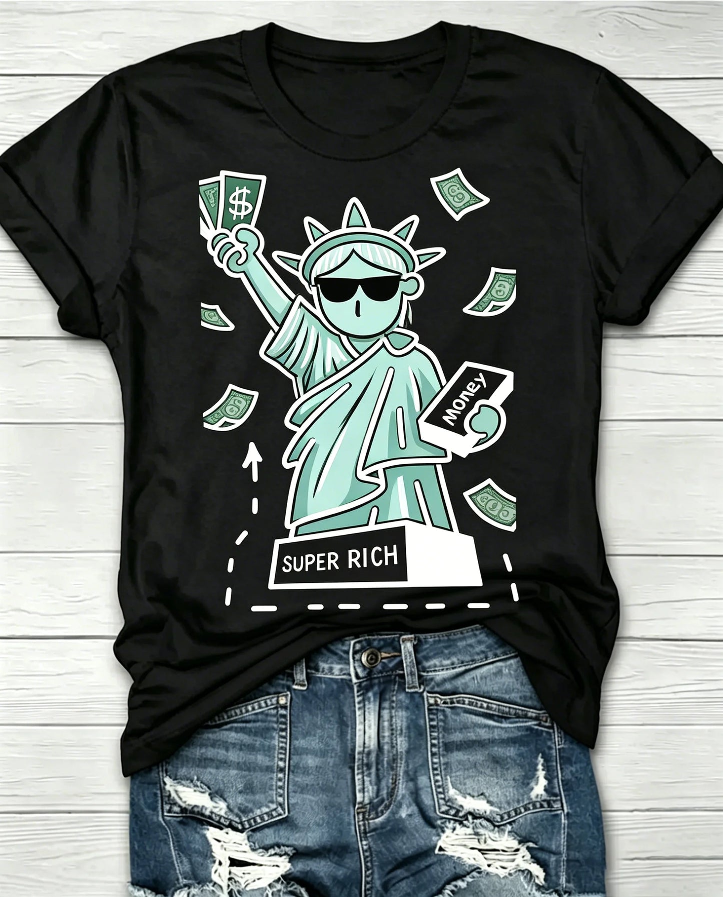 Fun Pattern Crew Neck Short Sleeve T-Shirt