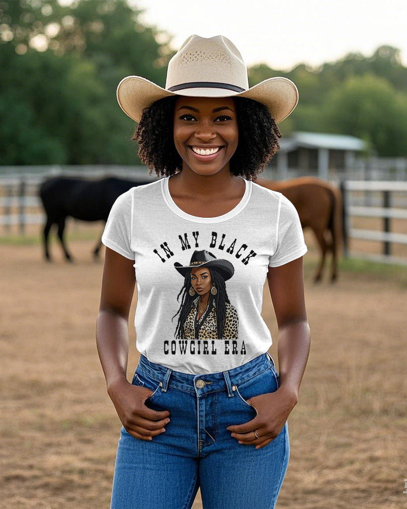 In My Black Cowgirl Era Crew Neck Short Sleeve Cotton T-shirt