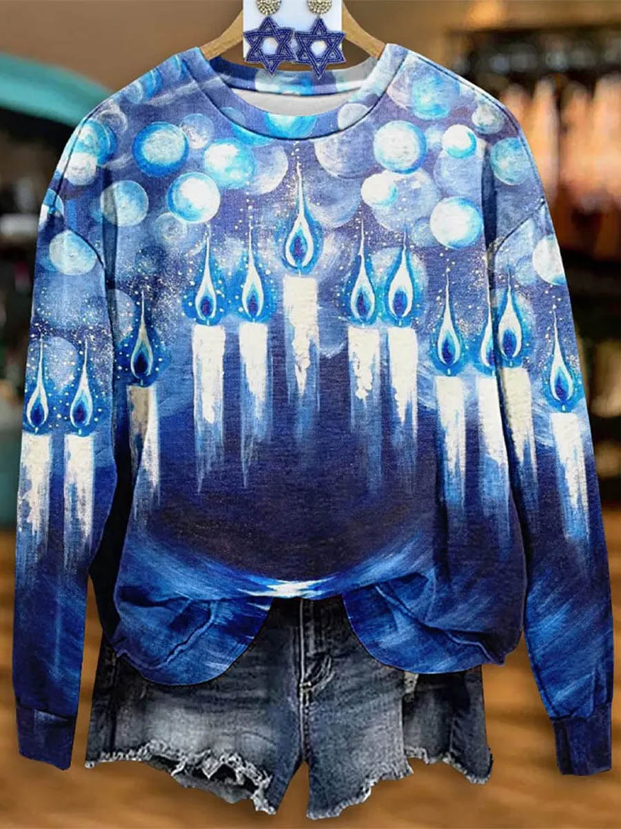 Happy Hanukkah Art Print Casual Sweatshirt