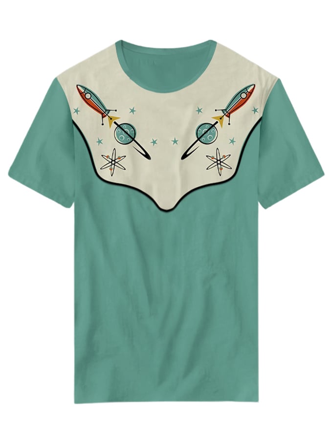 Women's Retro Western Style Interstellar Atomic Printed Casual T-Shirt