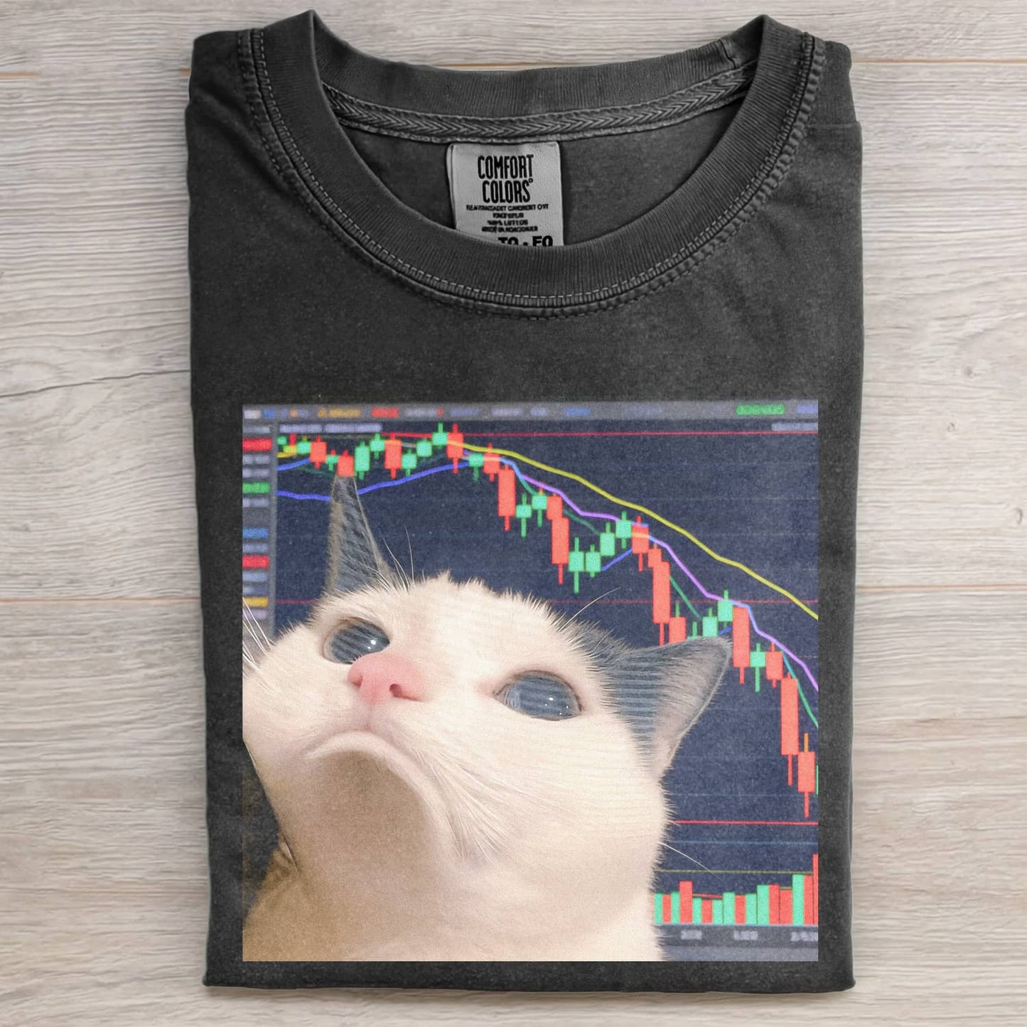 STOCK MARKET SAD CAT MEME T-SHIRT