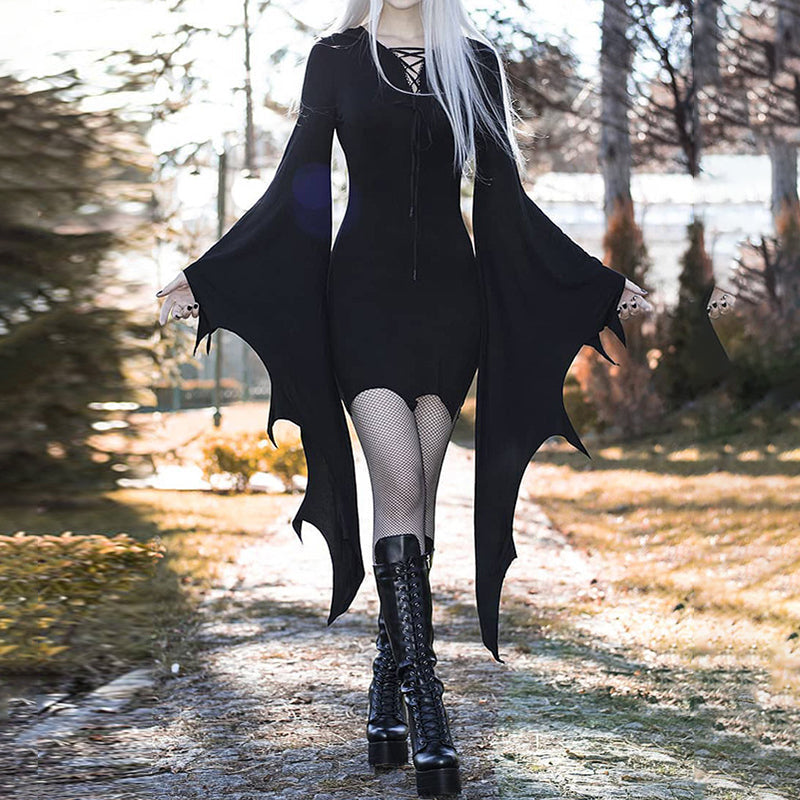 Vintage Irregular Long Sleeve Mini Dress
