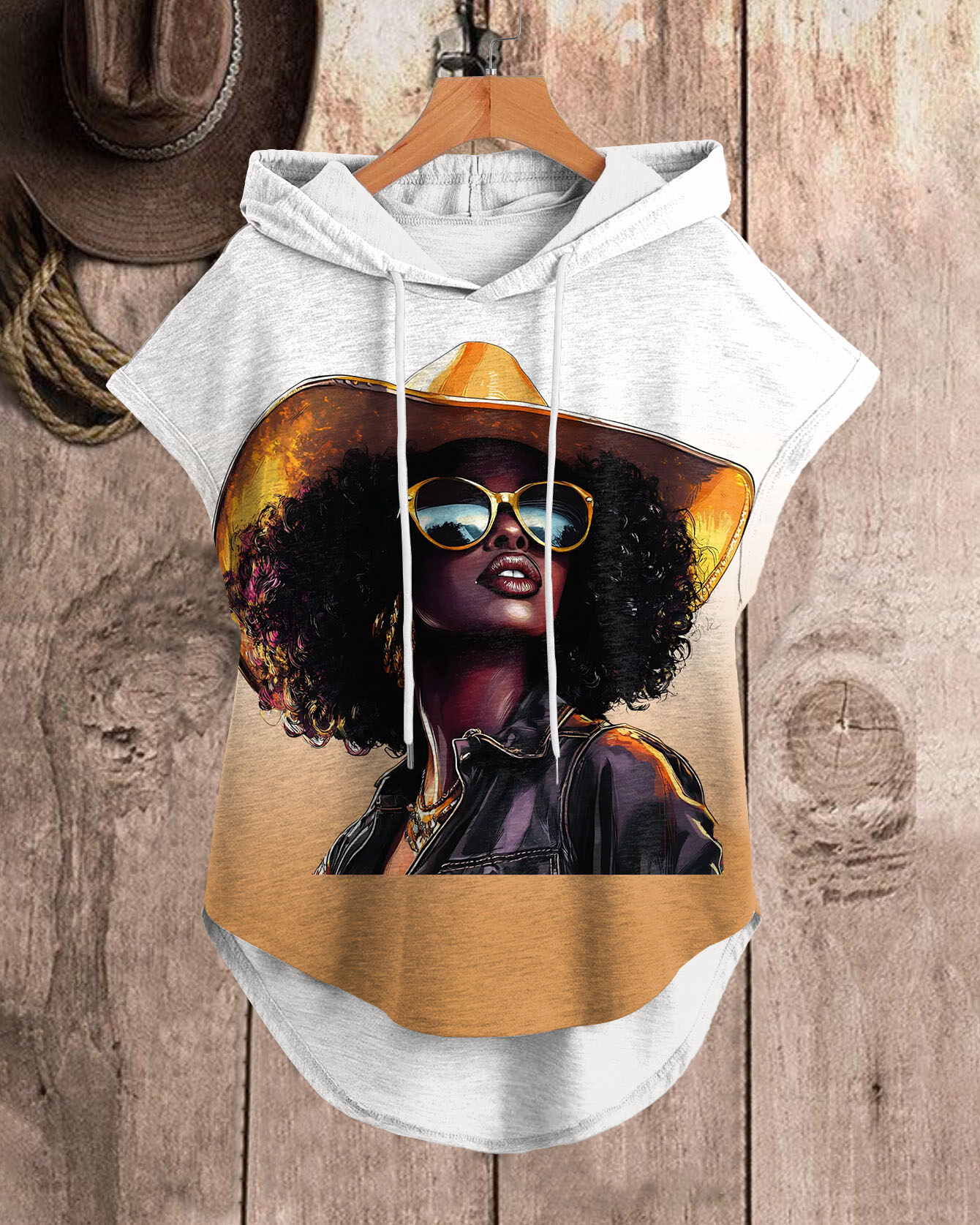 Let's Go Cowgirl Drawstring Hooded Tee