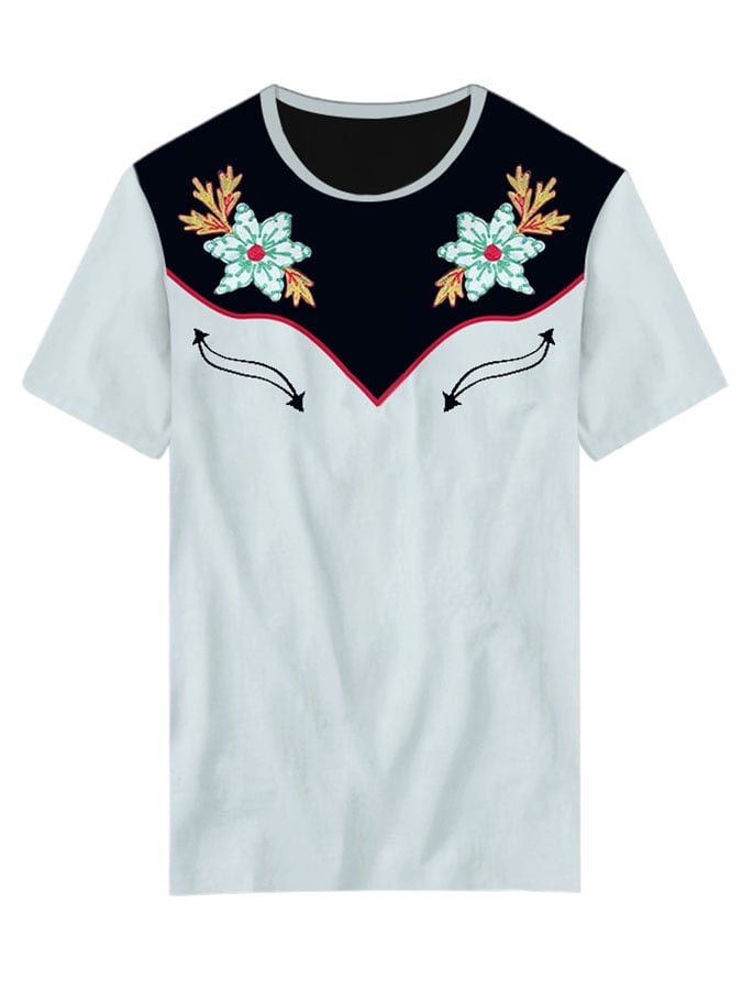 Women's Retro Western Print Casual T-shirt