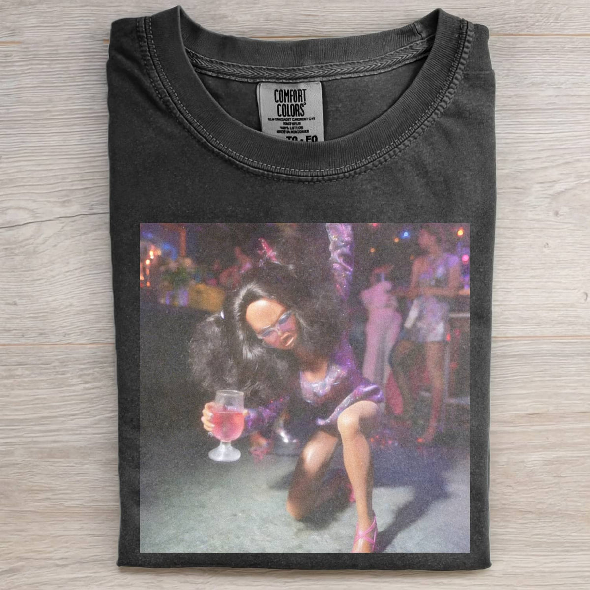 BLACK DOLL FACE PARTY MOOD POV TEE
