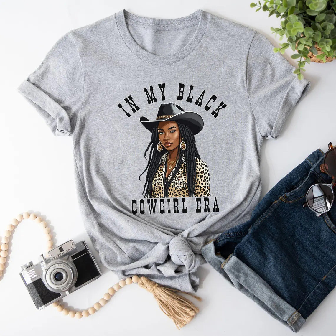 In My Black Cowgirl Era Crew Neck Short Sleeve Cotton T-shirt
