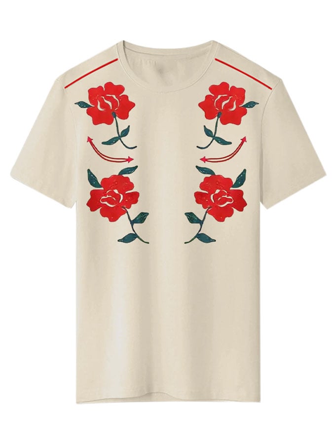 Women's Retro Western Print Casual T-shirt