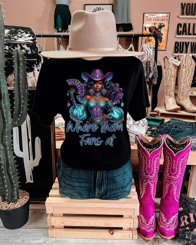 Brown Cowgirl Crew Neck Short Sleeve Cotton T-shirt