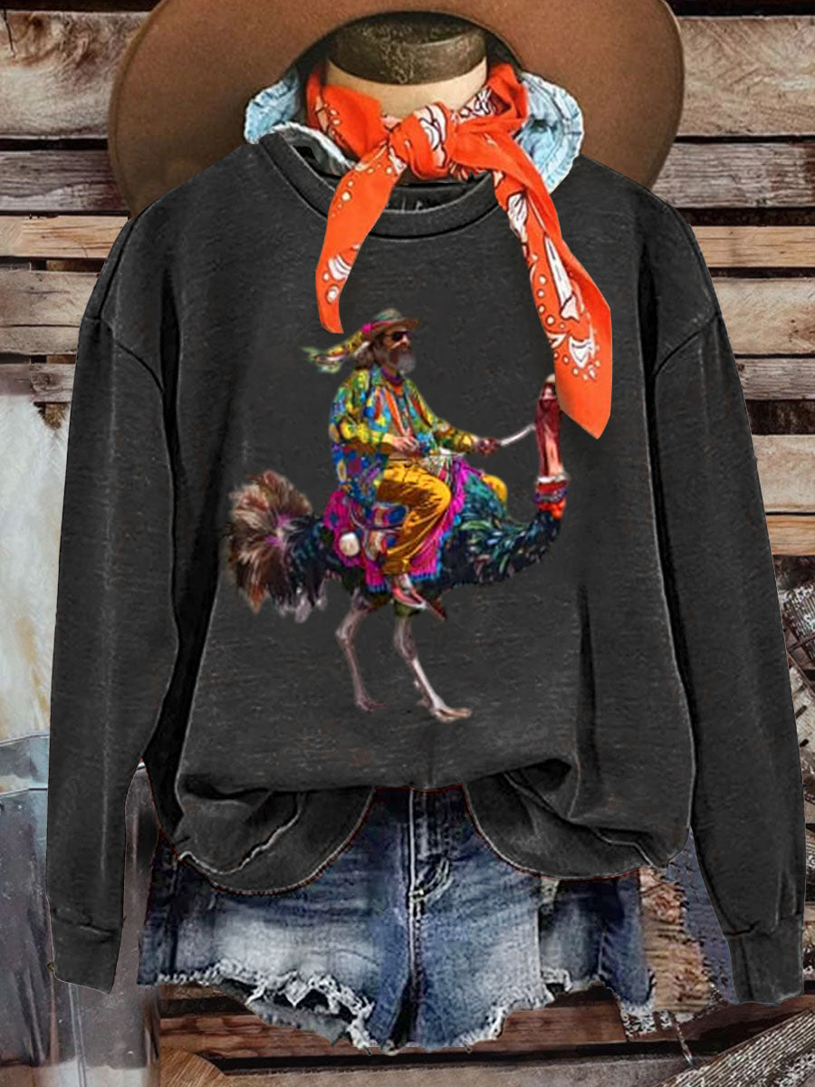Hippie Life Retro Hippie Print Casual Sweatshirt