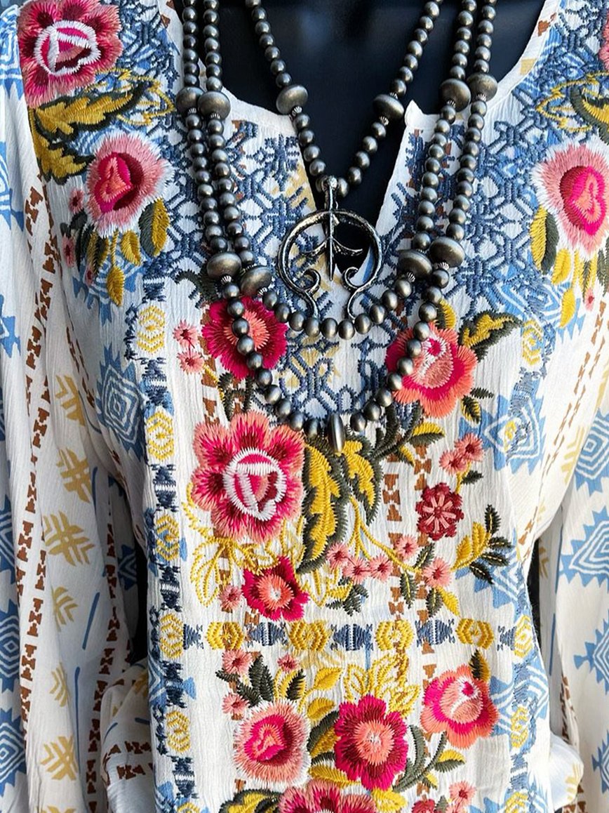 Long-sleeved paneled cotton-blend shirt