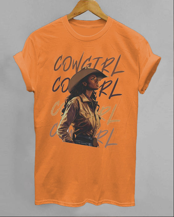 Melanin Cowgirl Crew Neck Short Sleeve Cotton T-shirt