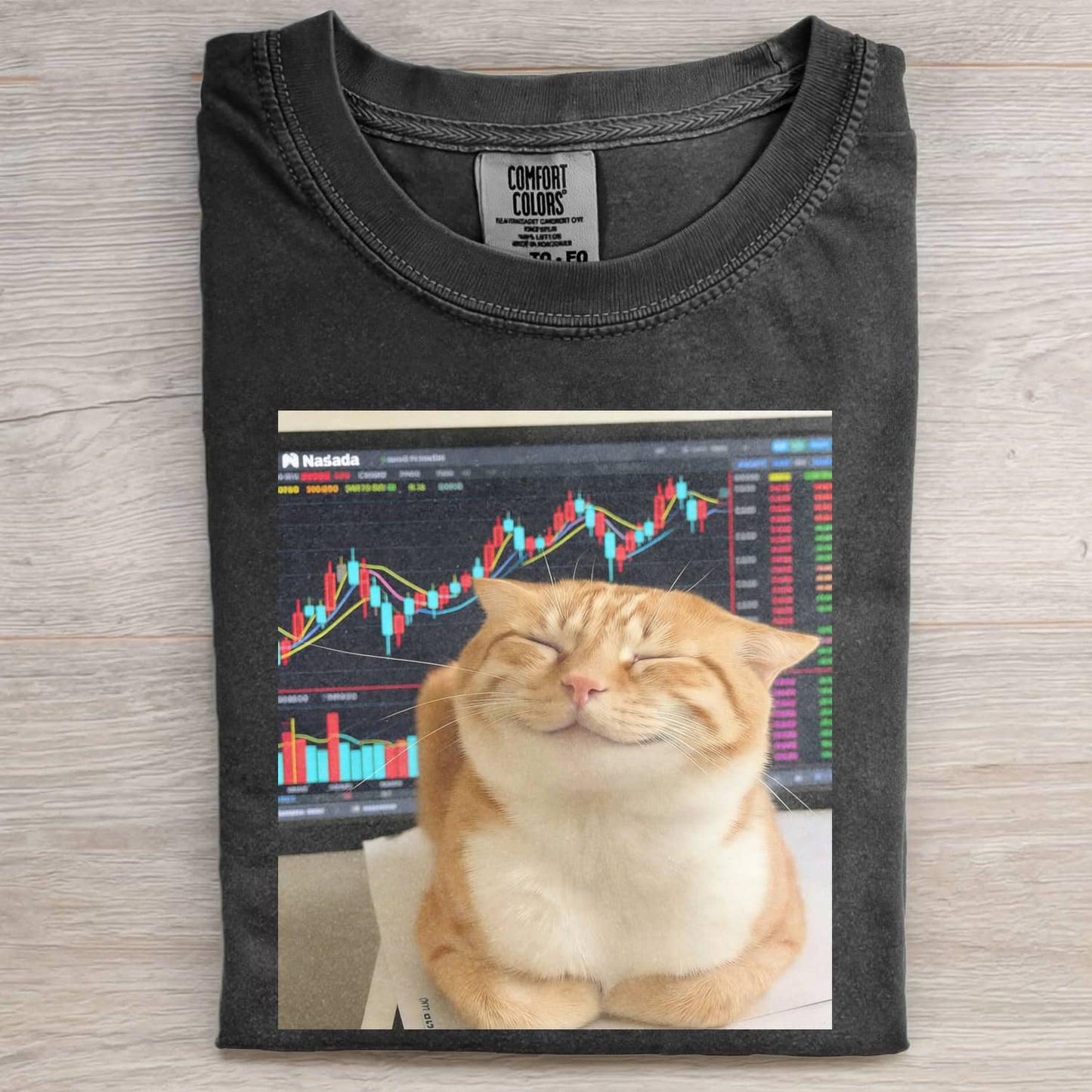 STOCK MARKET CAT MEME T-SHIRT