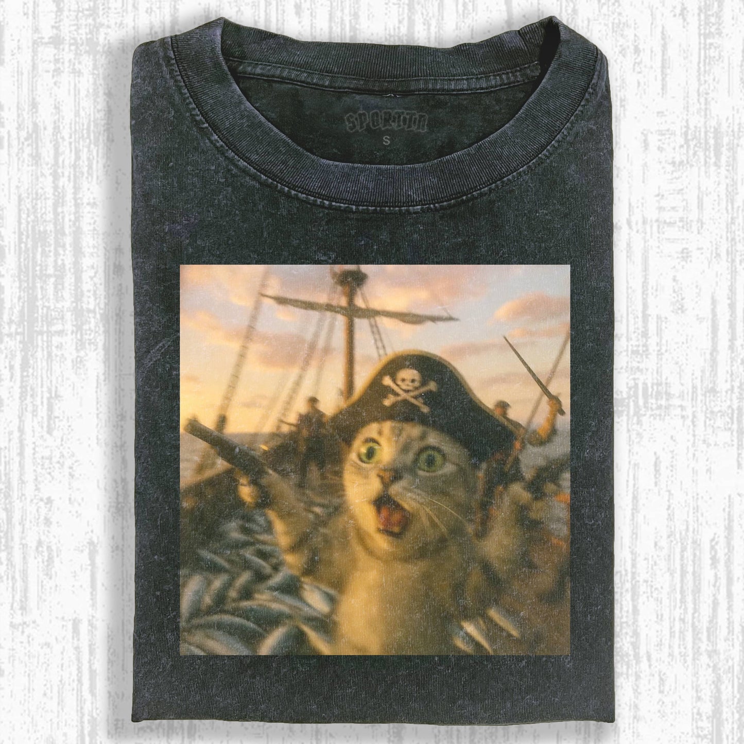 WACKY CAT TEE. 7.5