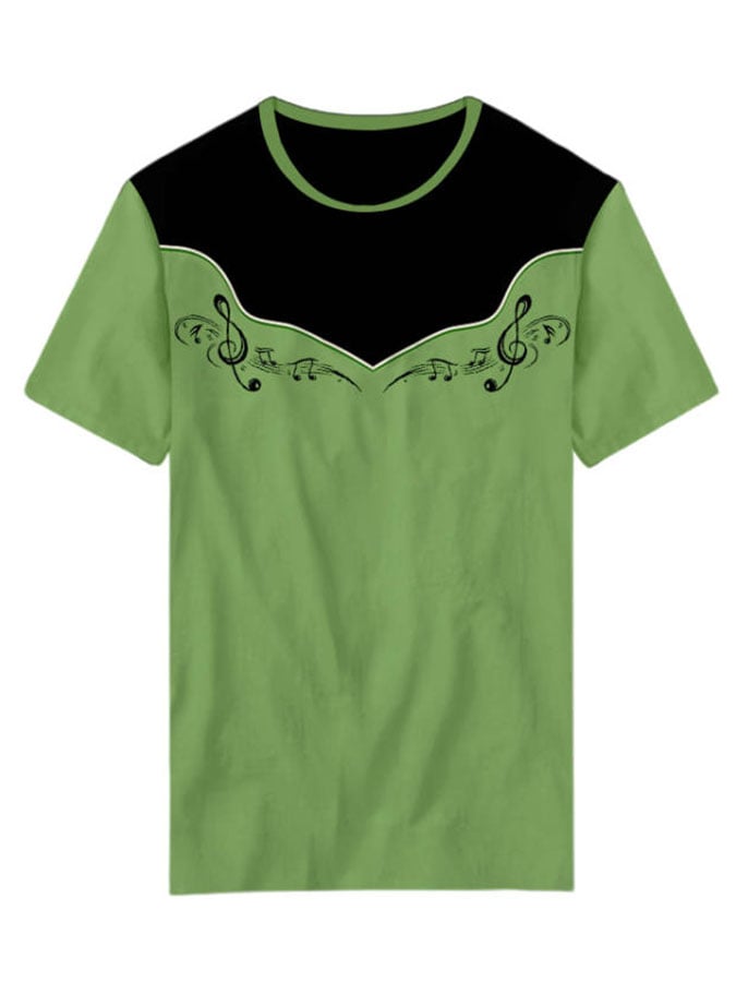 Women's Retro Western Music Print Casual T-shirt