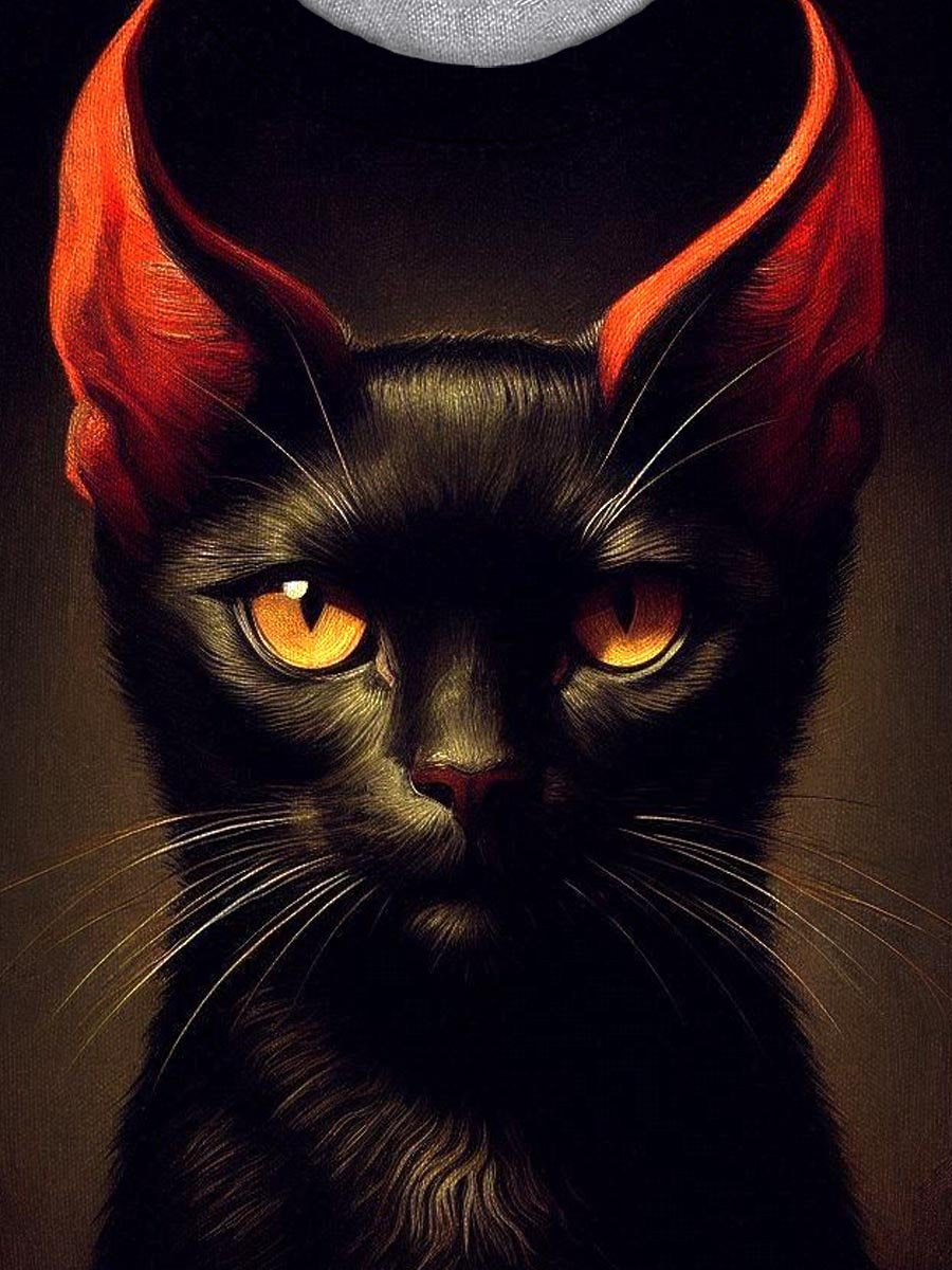 Black Cat Dark Art Print Casual Sweatshirt