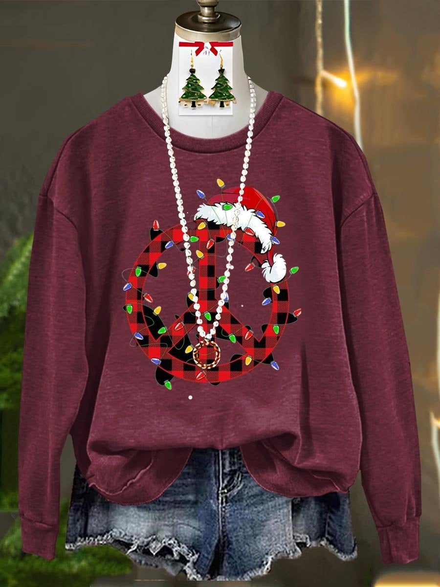 Peace And Love Christmas Art Print Casual Sweatshirt