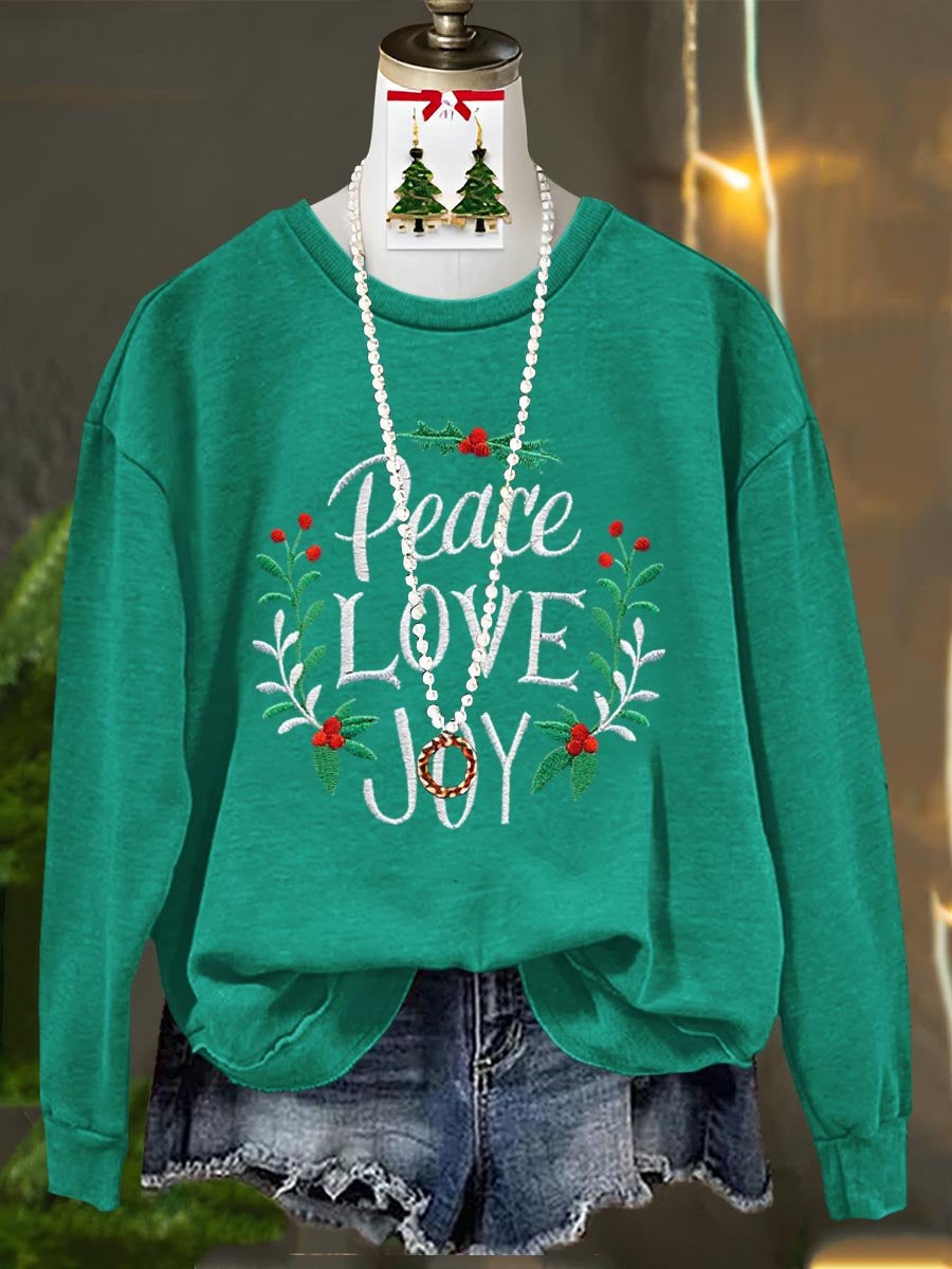 Peace And Love Joy Merry Christmas Art Print Casual Sweatshirt